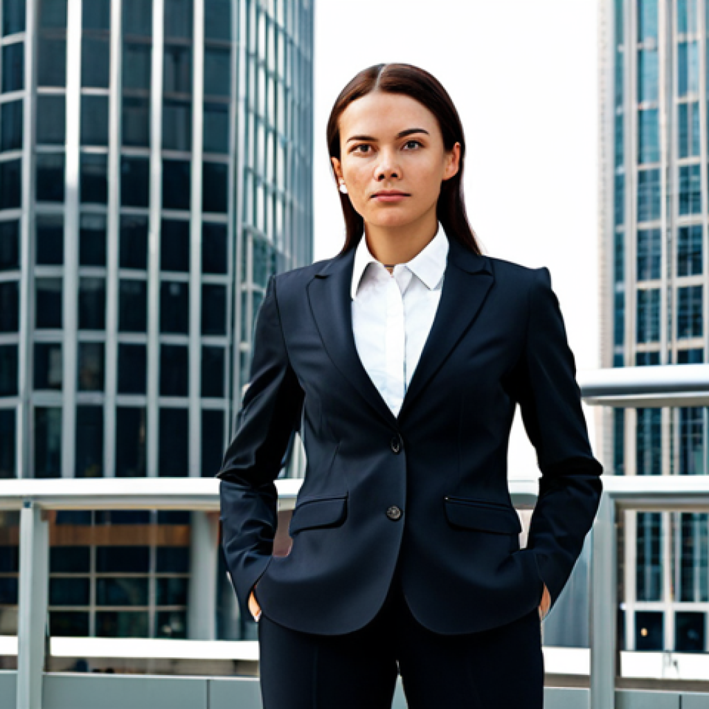 인도네시아 리조트 비교 - **

"A professional businesswoman in a modest business suit, standing confidently in front of a mode...